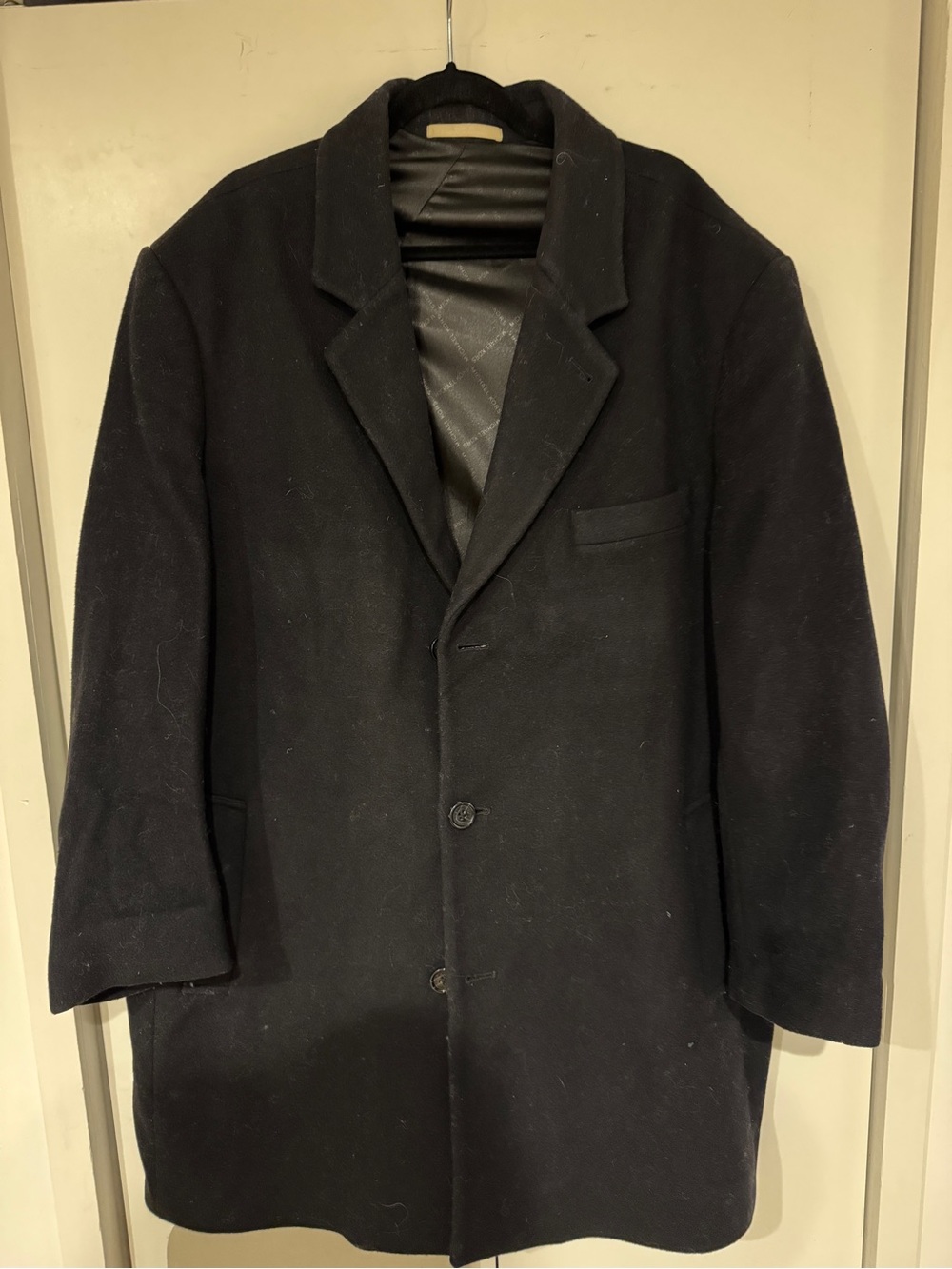 Men's Black Wool Overcoat